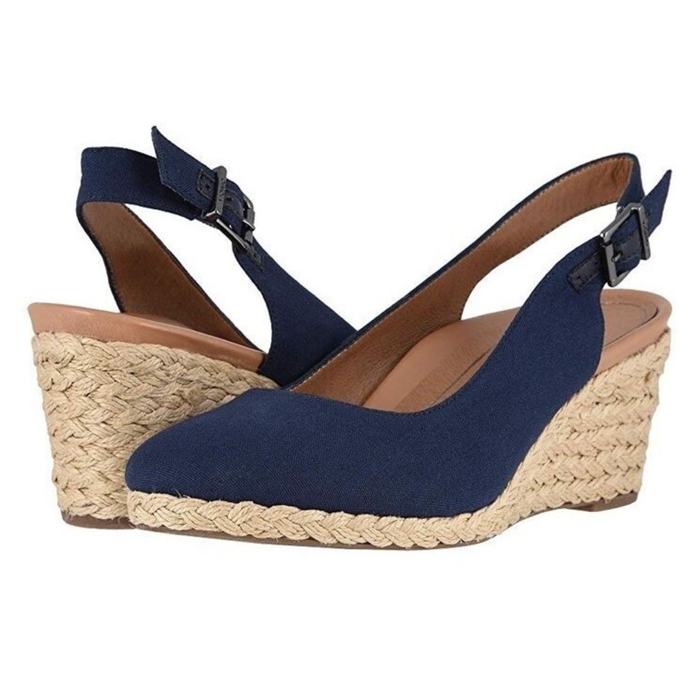 Vionic Navy Espadrille Wedge Sandals